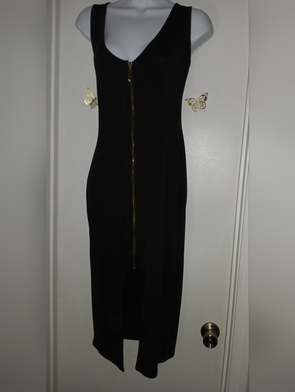 Pre-loved Black Sleeveless Zip-Front Dress.